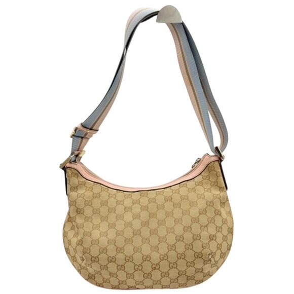 Gucci  Monogram Web Medium Half Moon Hobo Blue Pink Accents*Canvas and L… - Picture 7 of 16